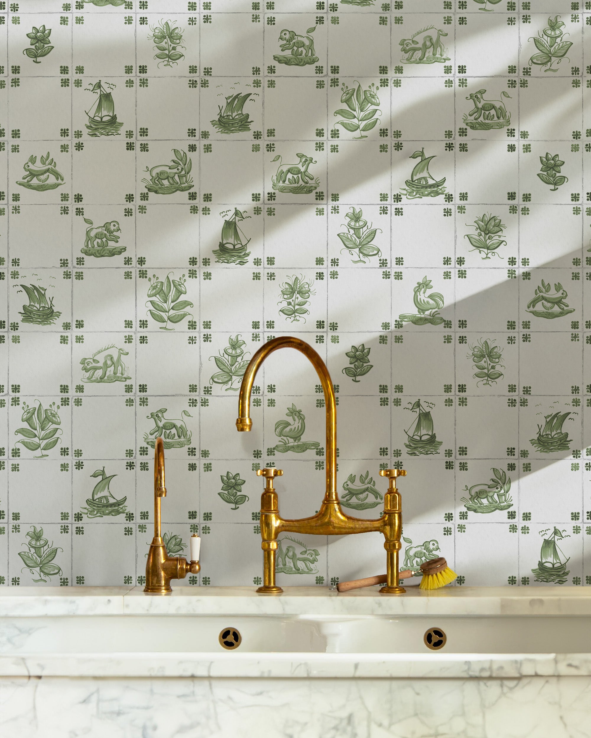 古董代尔夫特瓷砖 II 壁纸