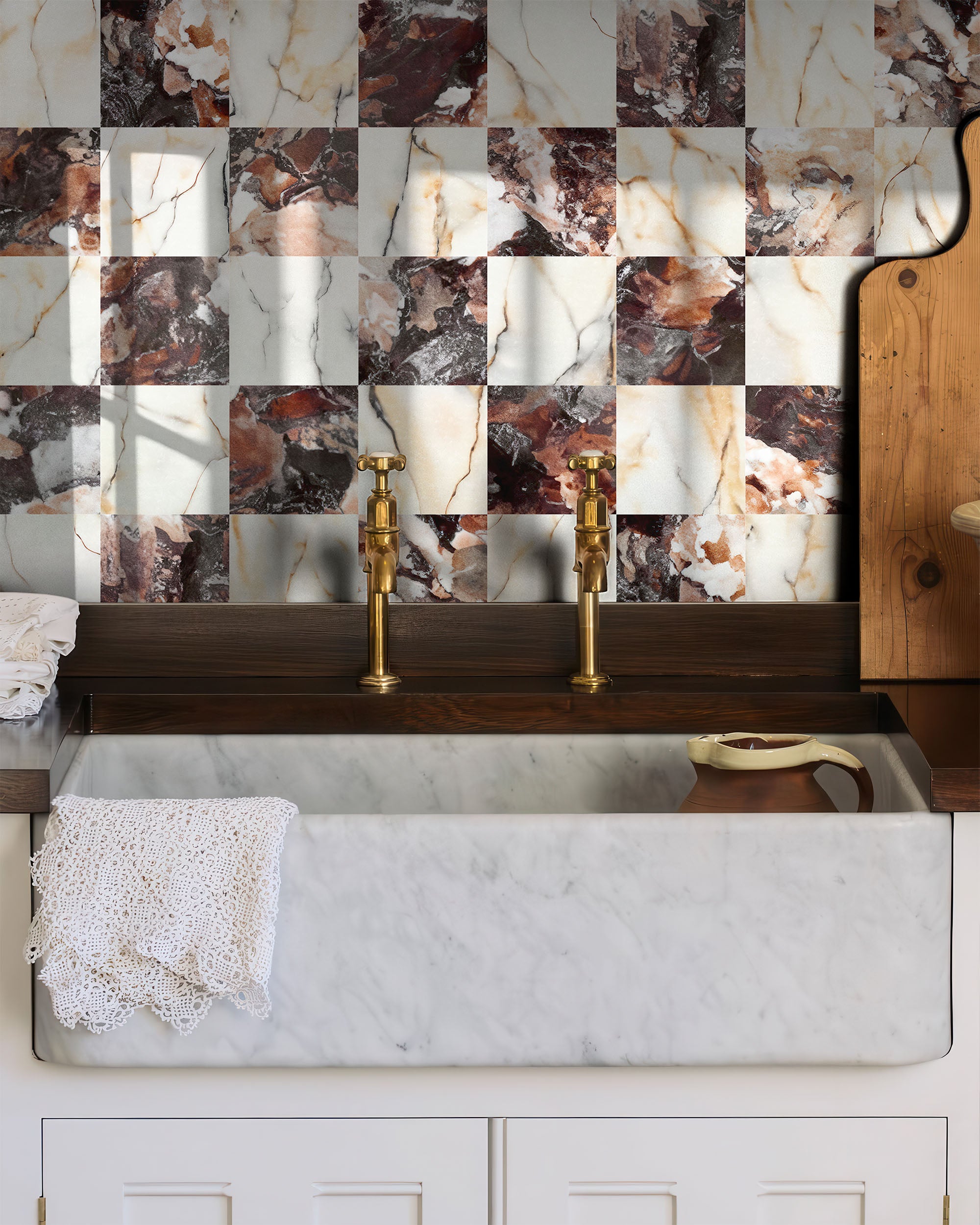 CHECKERBOARD MARBLE WALLPAPER