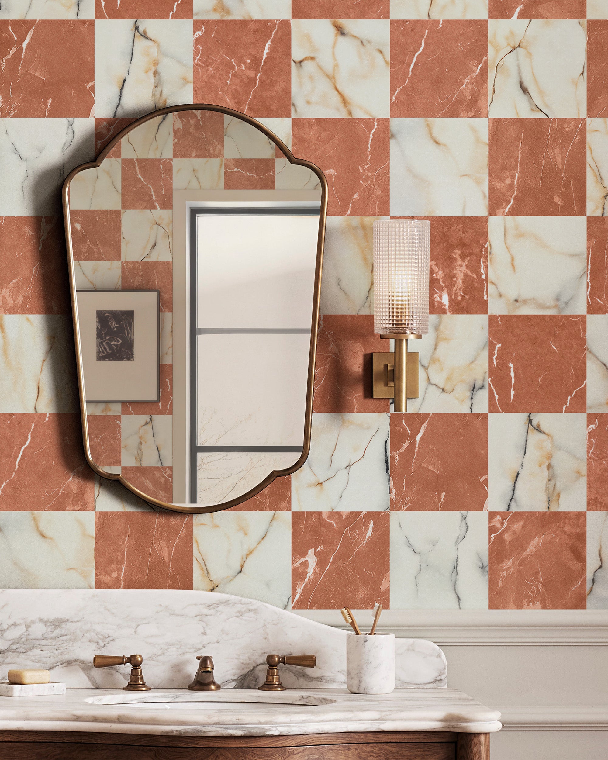 CHECKERBOARD MARBLE WALLPAPER