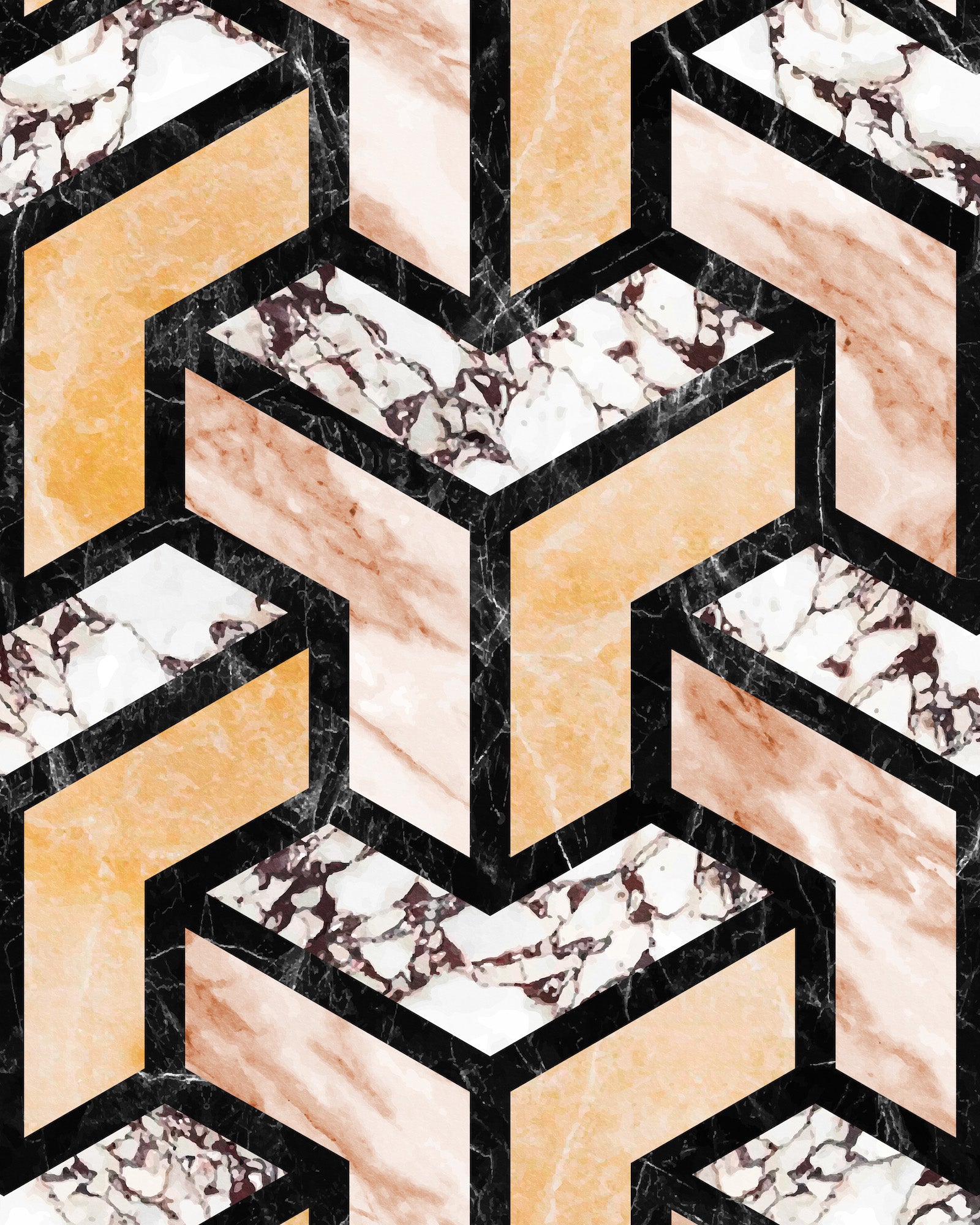 CHEVRON MARBLE MOSAIC WALLPAPER