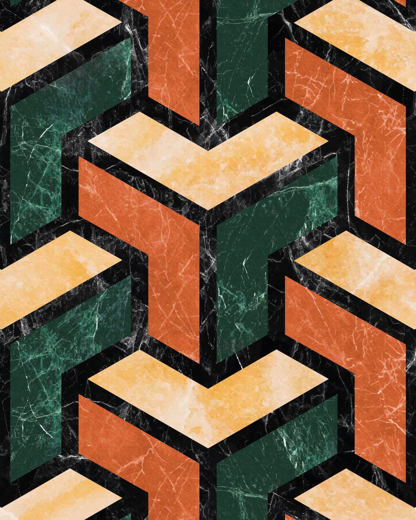 CHEVRON MARBLE MOSAIC WALLPAPER