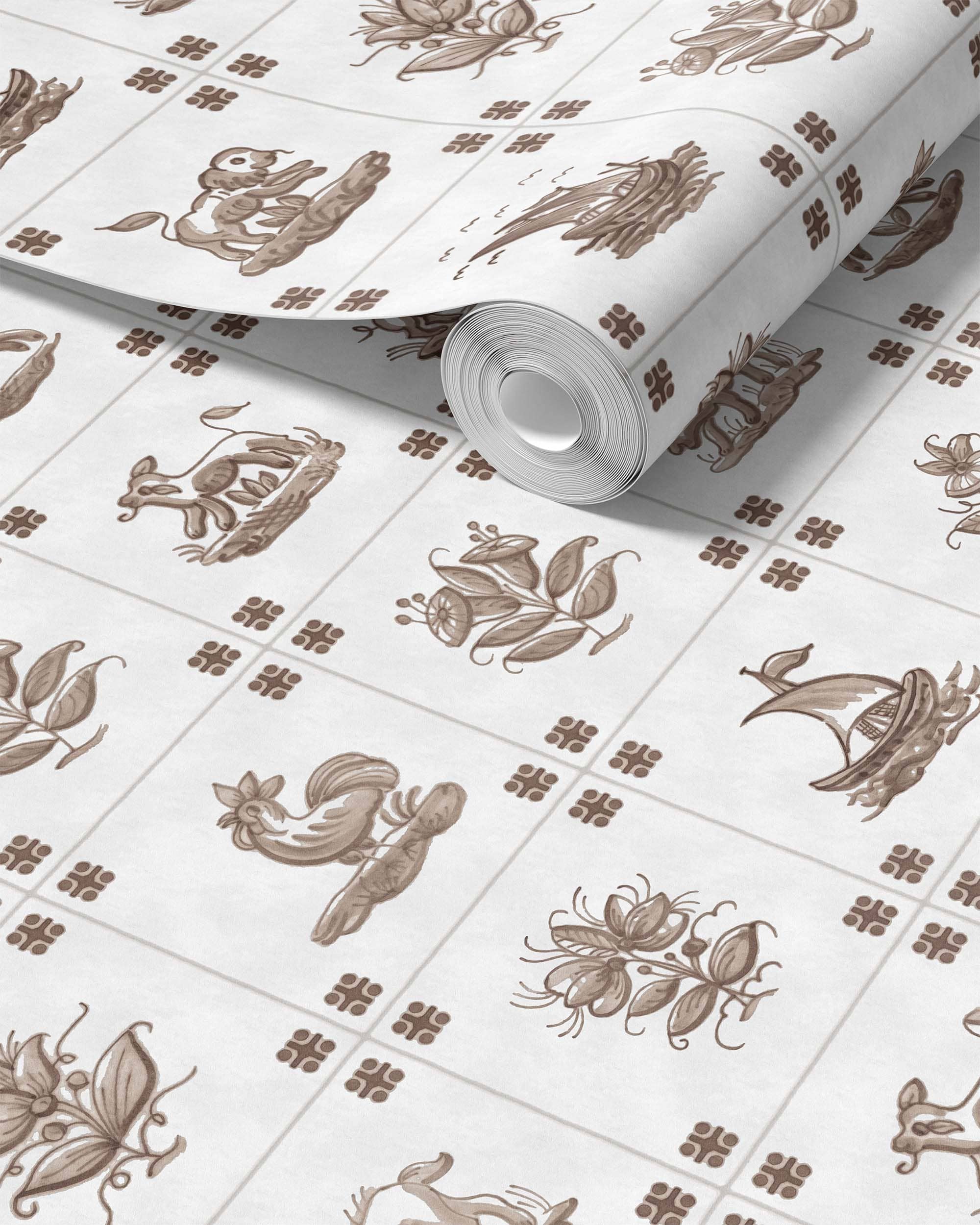 PAPEL PINTADO DE AZULEJOS ANTIGUOS DE DELFT