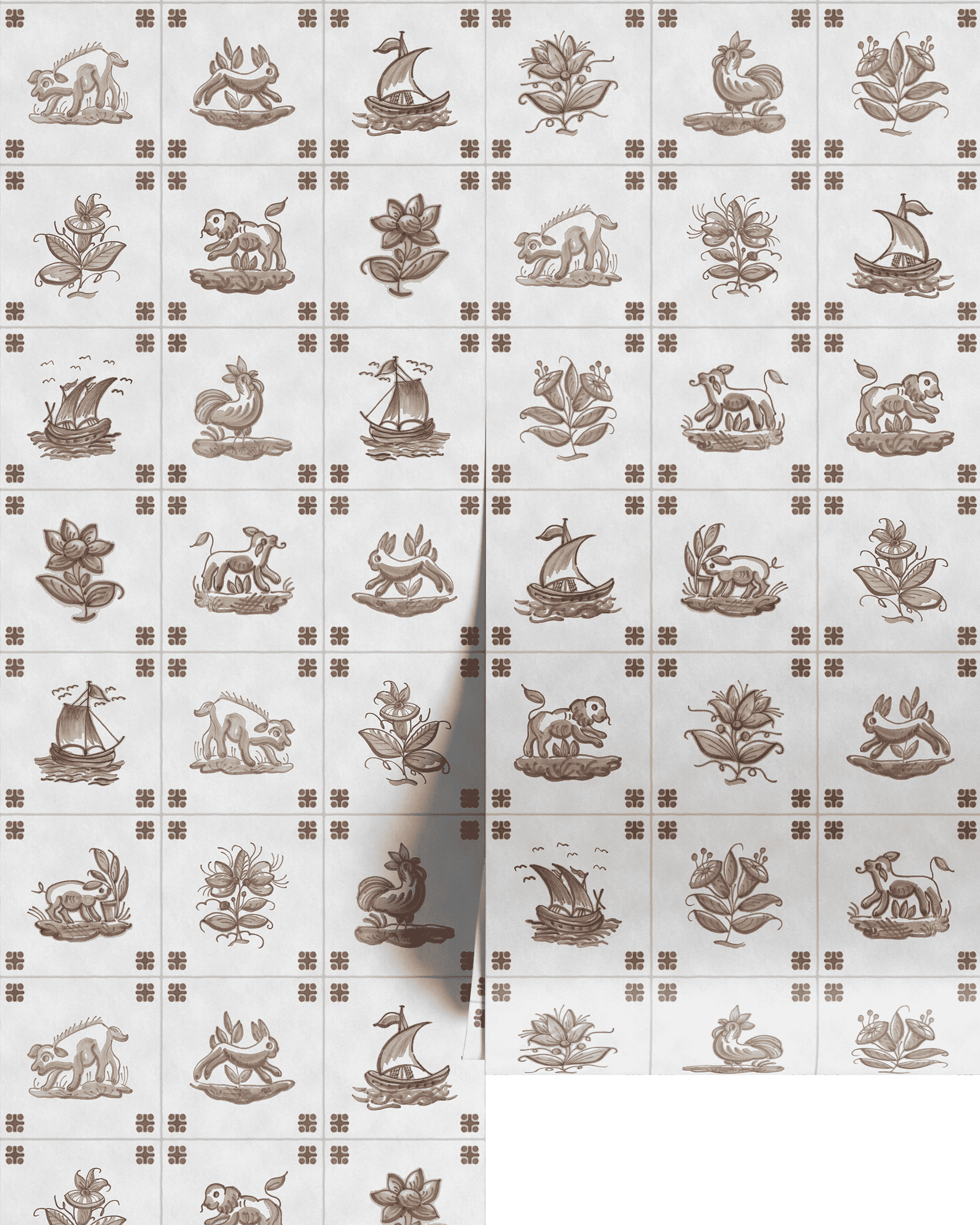 PAPEL PINTADO DE AZULEJOS ANTIGUOS DE DELFT