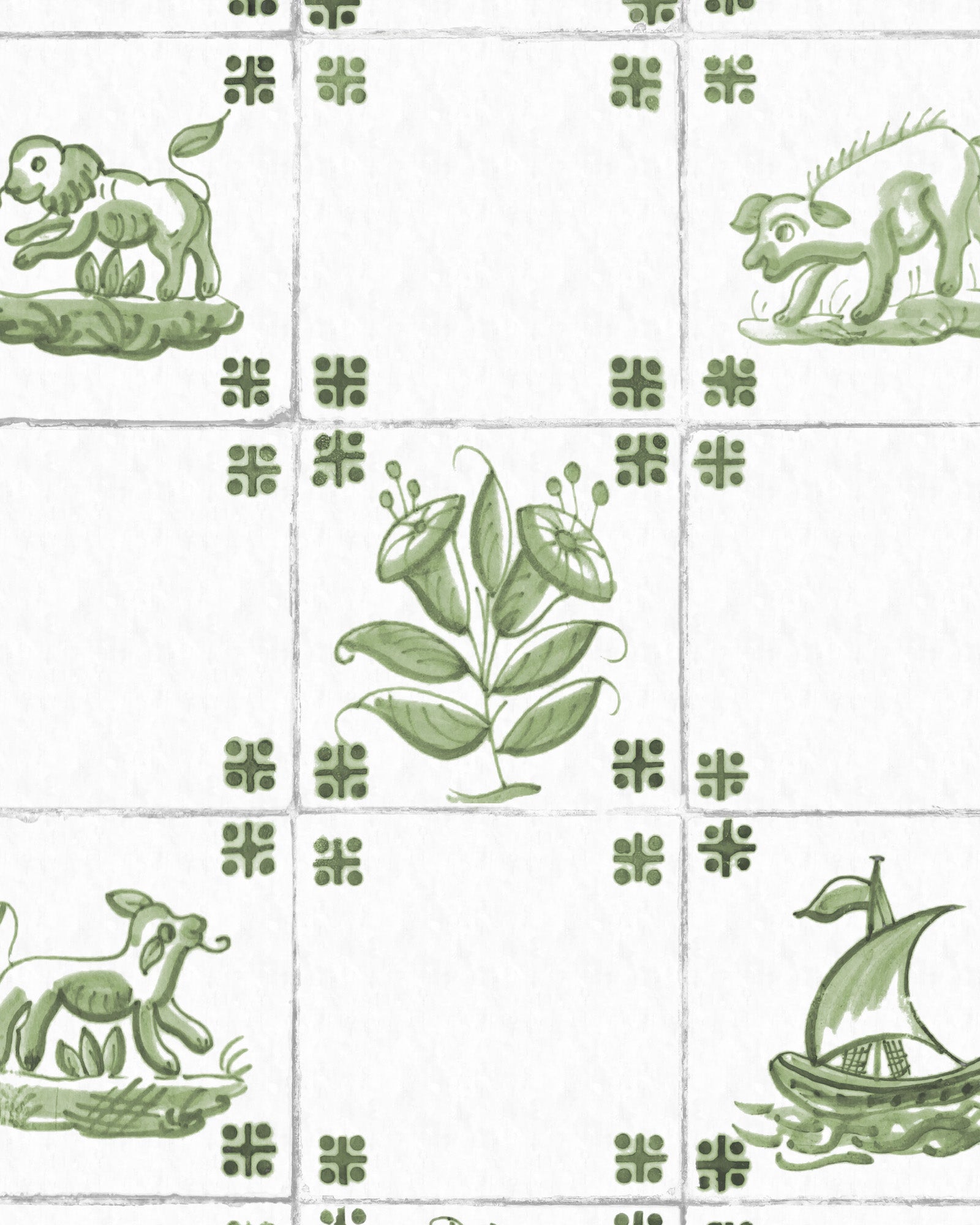 古董代尔夫特瓷砖 II 壁纸