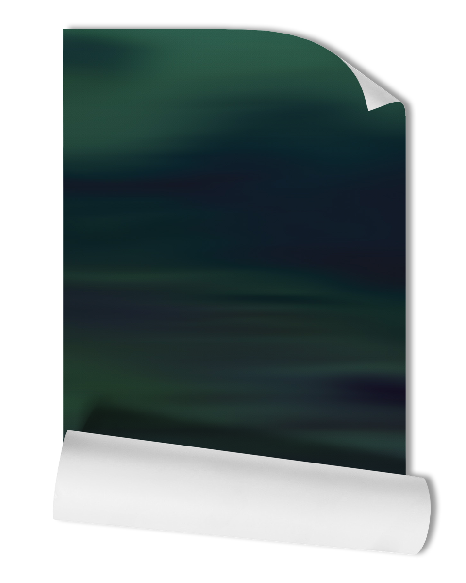 Aurora Wall Mural Wallpaper in Borealis - Minimalist Abstract Ombre Colors, Dark Blue and Green