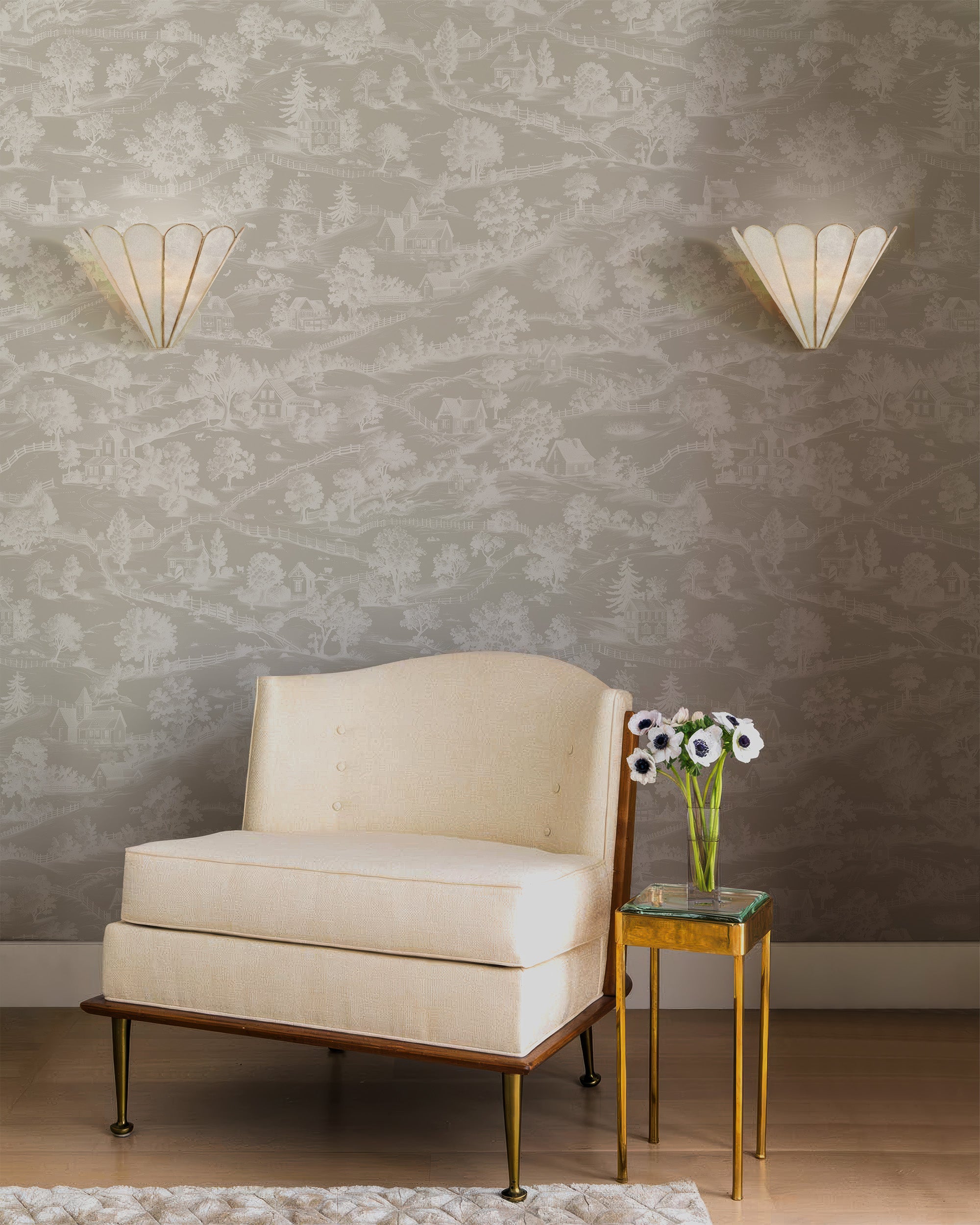 Greenly Living Homestead Wallpaper in Linen White | Vintage