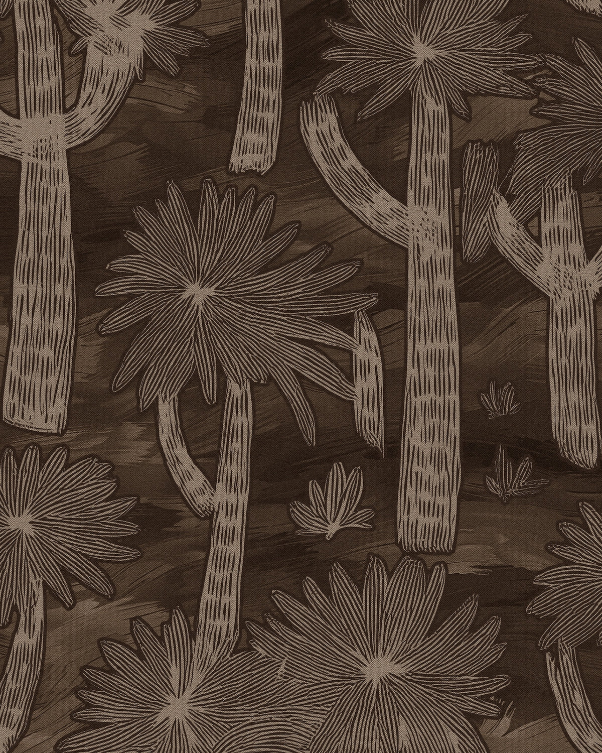 Greenly Living — Joshua Tree Wallpaper Saddle Brown | Botanical Block ...