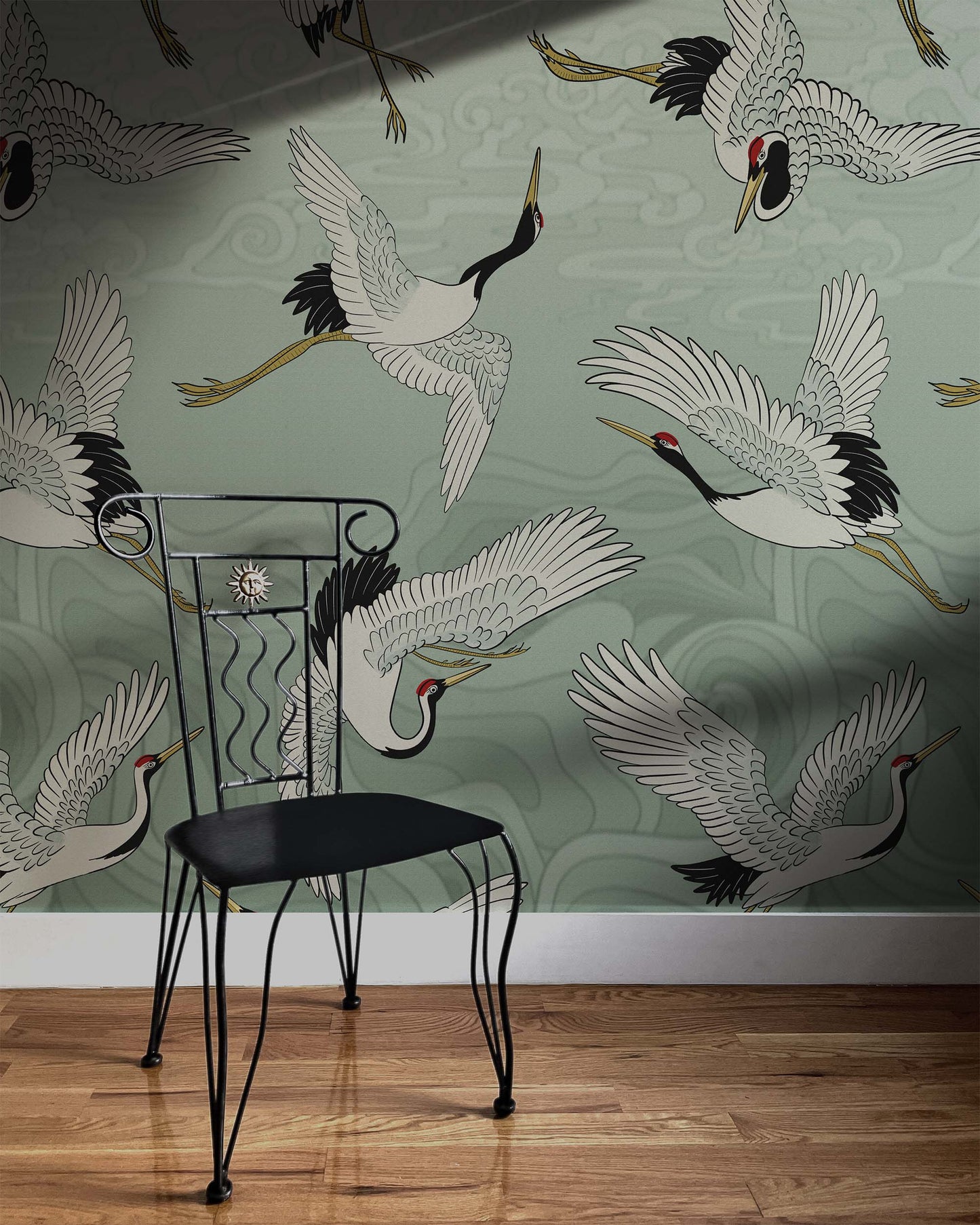 FLOCK OF CRANES WALL MURAL