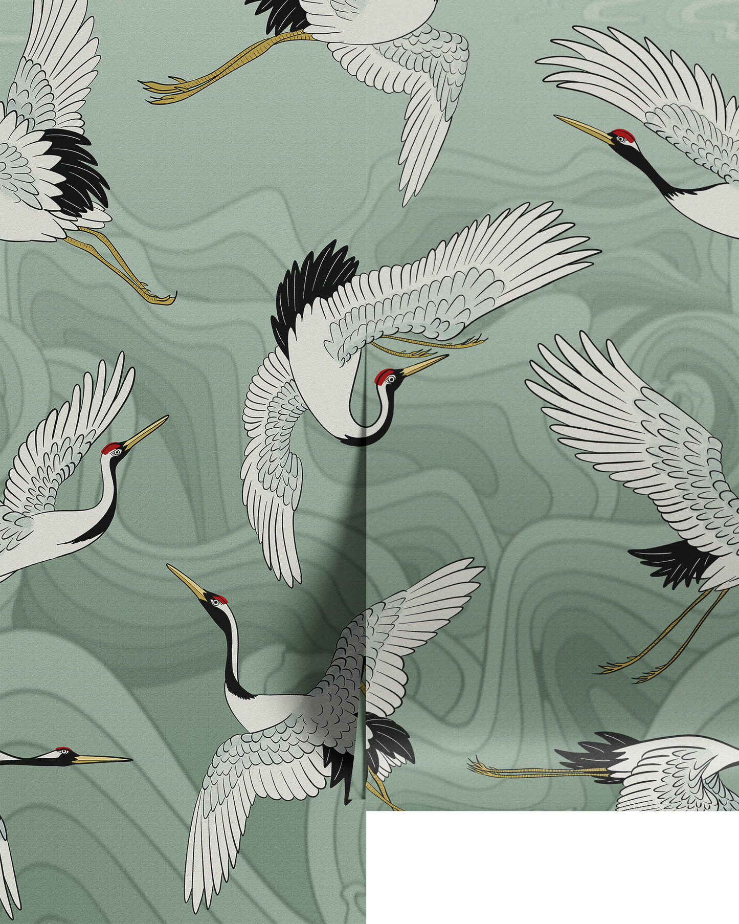 FLOCK OF CRANES WALL MURAL