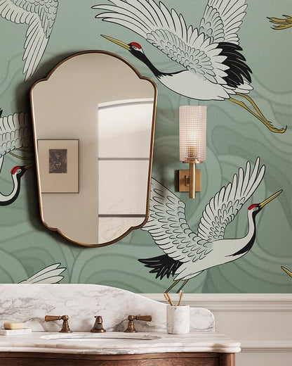 FLOCK OF CRANES WALL MURAL