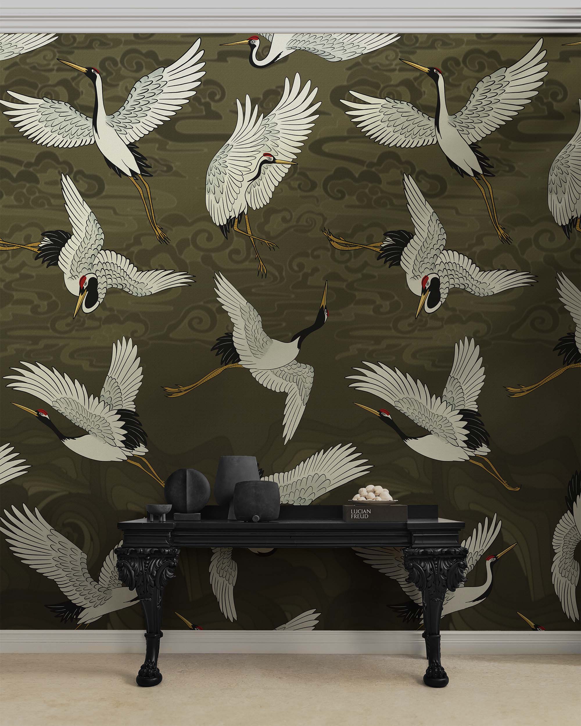 FLOCK OF CRANES WALL MURAL