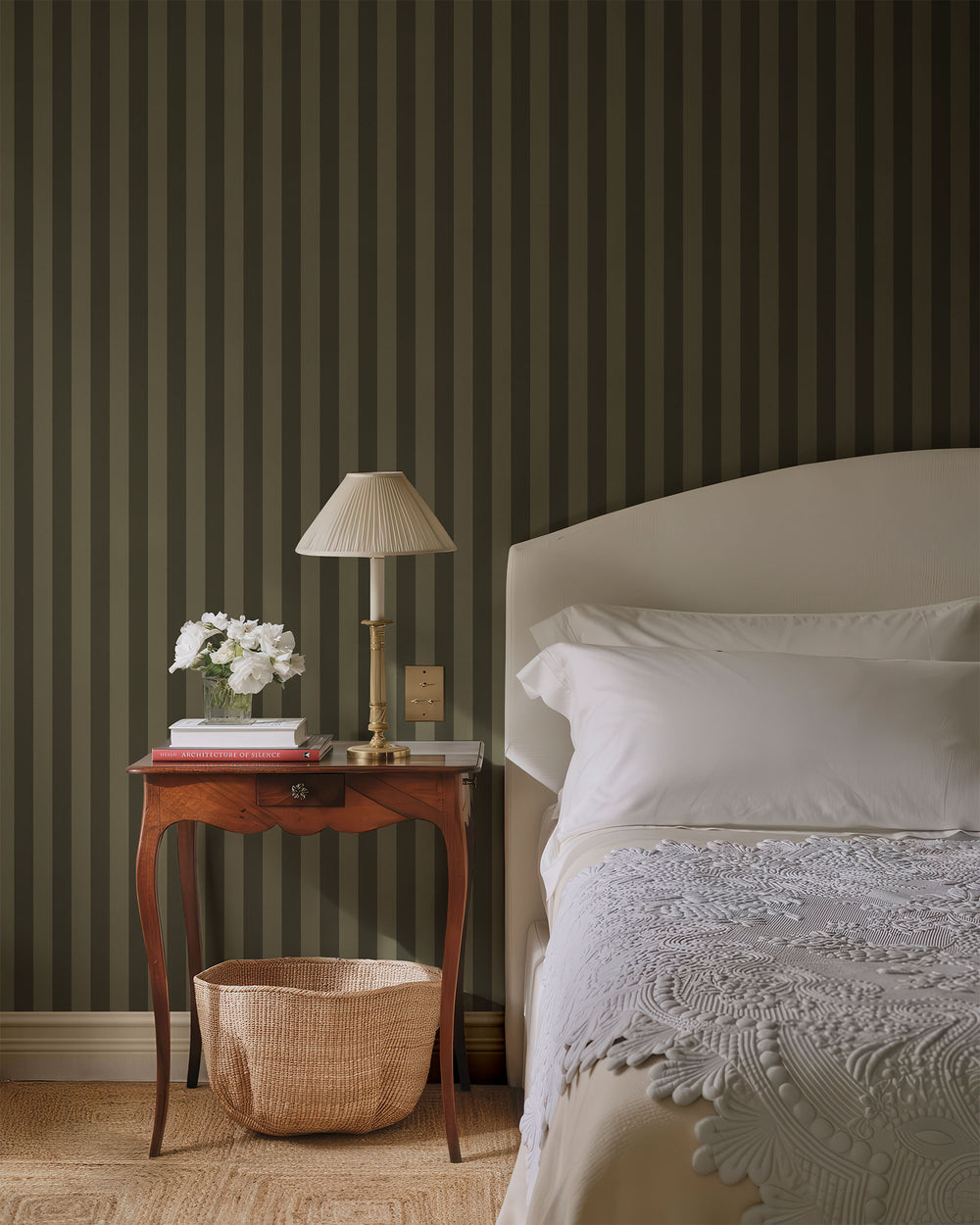 Greenly Living - Classic Stripe Wallpaper in Olive Green | Traditional ...