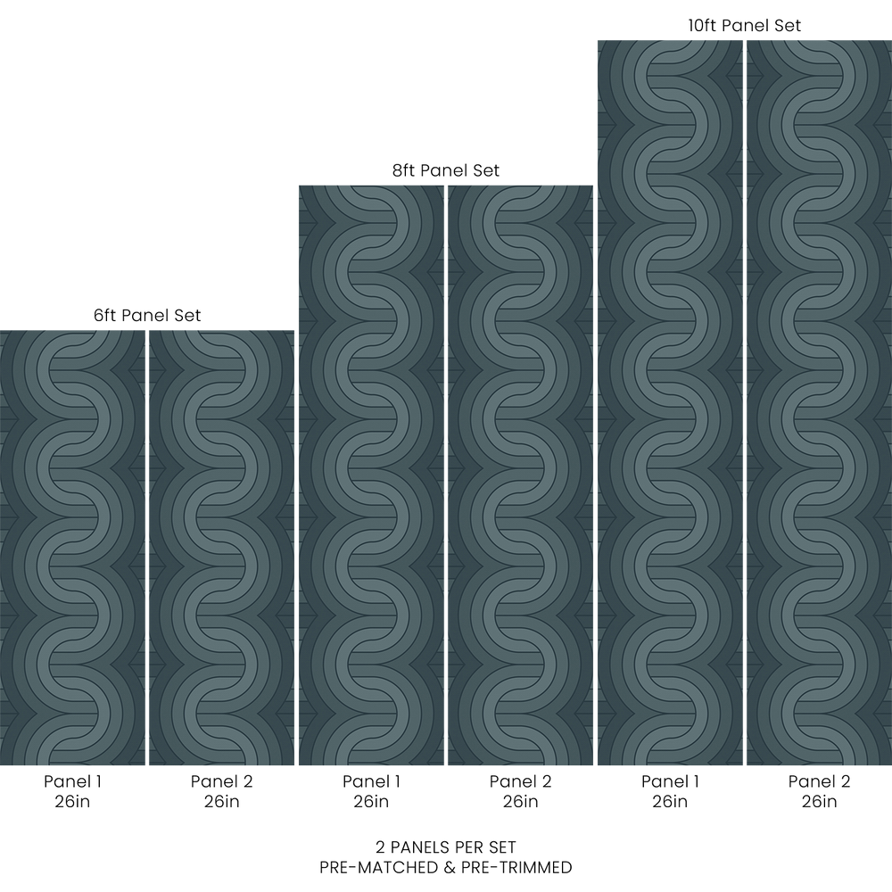 Greenly Living Scallop Wallpaper in Slate Blue Geometric Mid
