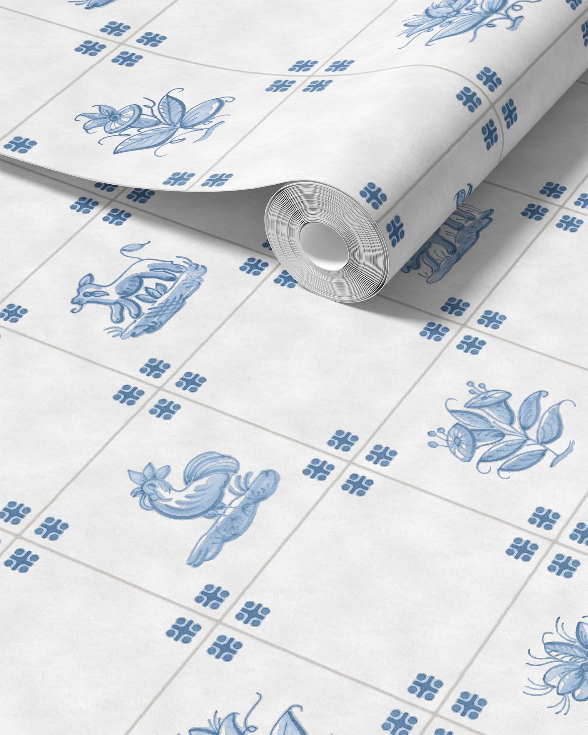 PAPEL PINTADO DE AZULEJOS ANTIGUOS DE DELFT II