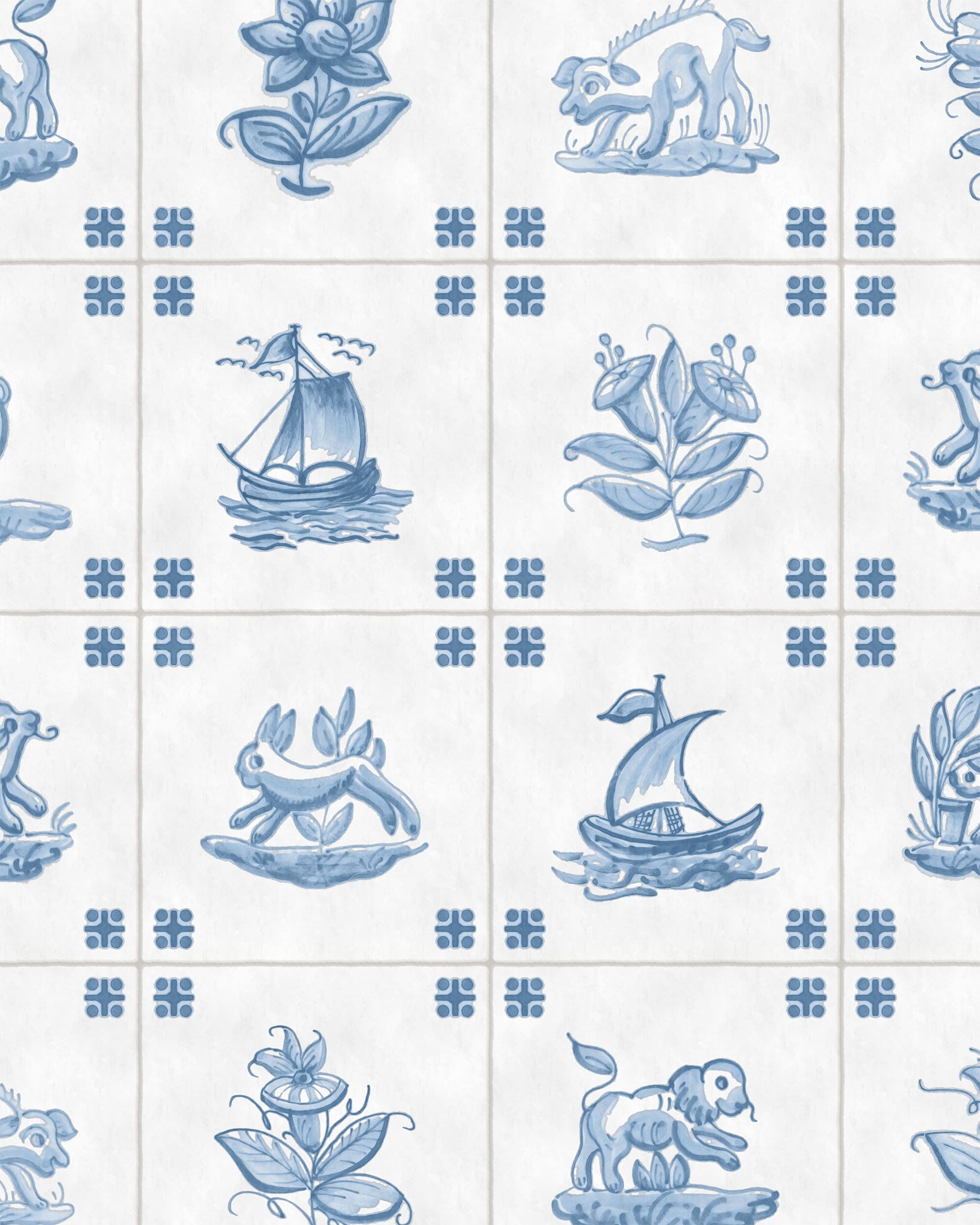 PAPEL PINTADO DE AZULEJOS ANTIGUOS DE DELFT