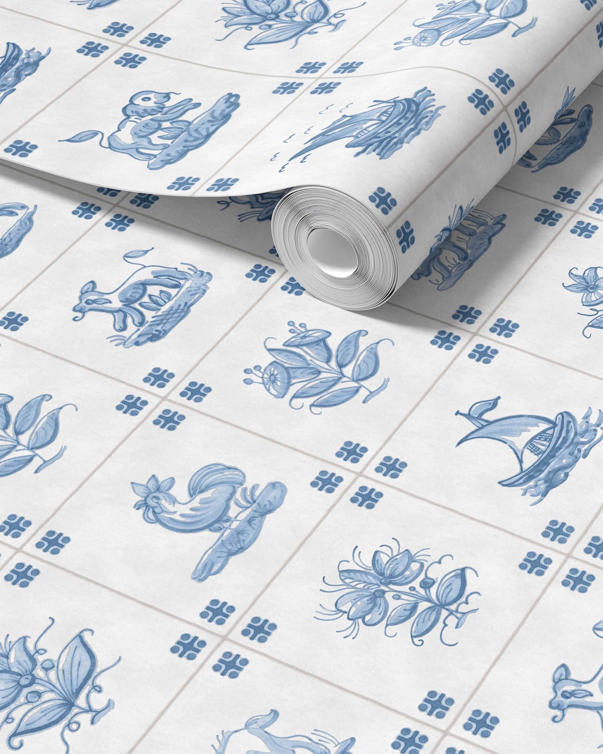 PAPEL PINTADO DE AZULEJOS ANTIGUOS DE DELFT