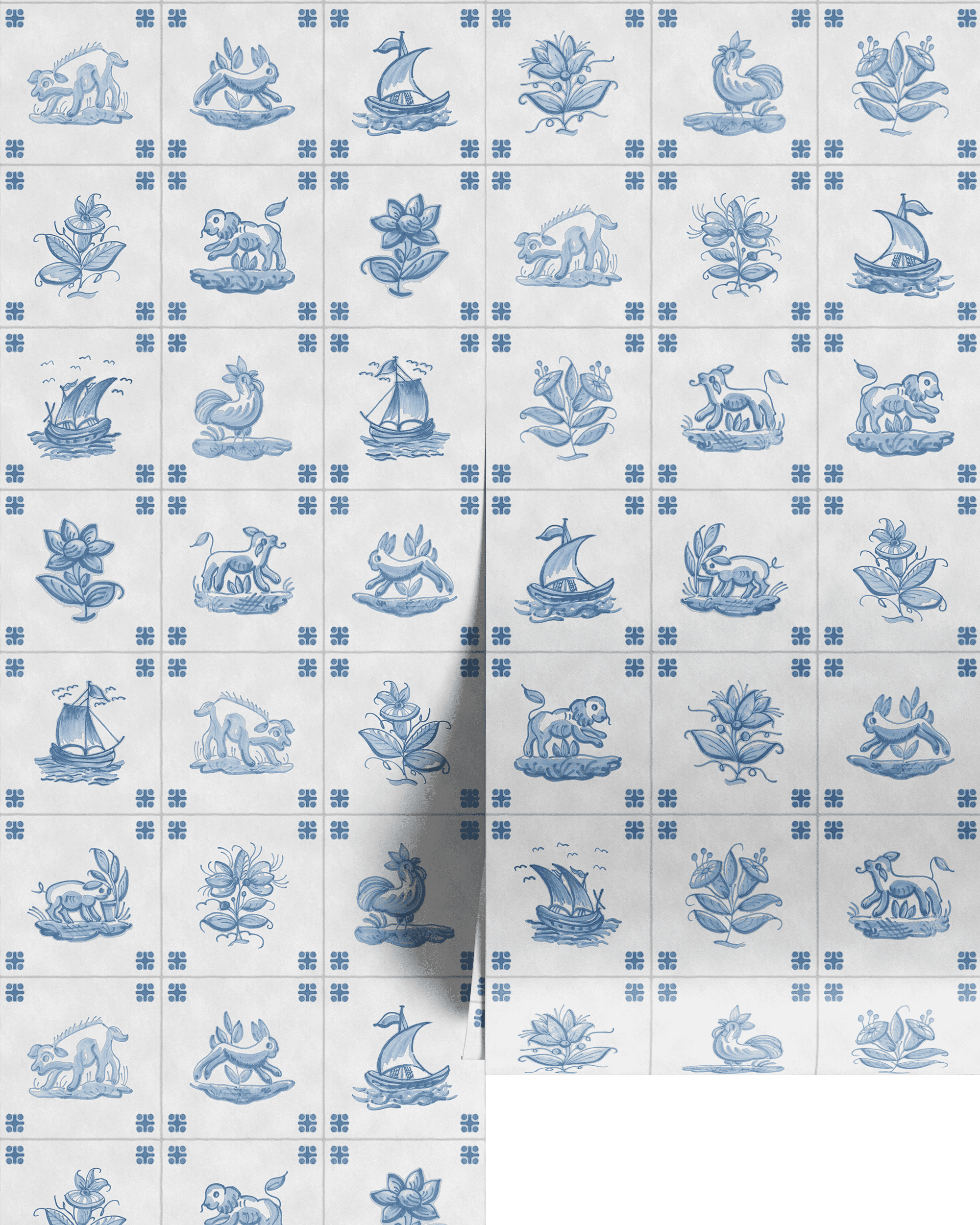 PAPEL PINTADO DE AZULEJOS ANTIGUOS DE DELFT