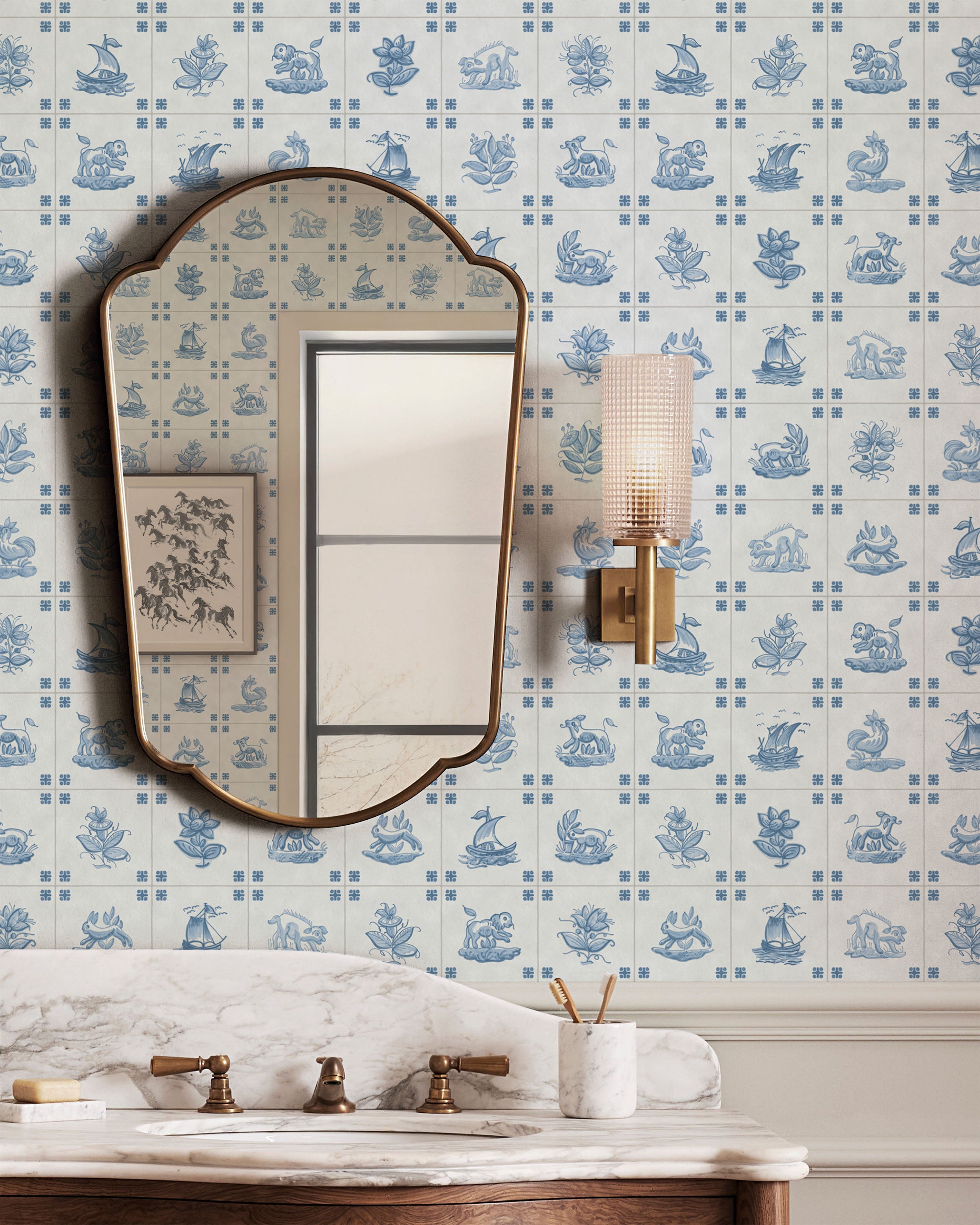 PAPEL PINTADO DE AZULEJOS ANTIGUOS DE DELFT